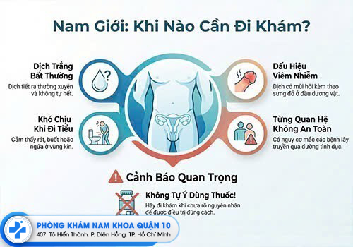 Các trường hợp nam giới cần thăm khám chuyên khoa.